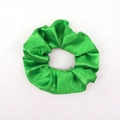 Lustrous bright green satin silk scrunchie hair accessory with a smooth finish - Bright Green