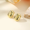 Minimalist geometric 18k gold plated rectangle stud earrings with polished mirror finish - Rounded Rectangle (Gold)