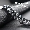 Natural zebra jasper stone beads with black and white striped patterns for DIY jewelry - Black and White Zebra Stone