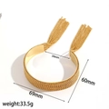 18k vergulde roestvrijstalen open armband met kwastjesketting en kraaltextuur - Gouden Armband (TB7196-G)