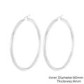 Orecchini a cerchio grandi in acciaio argento 60mm con design spesso classico da 4mm - Diametro Interno 60mm-Spessore 4mm(KE105496-LO)