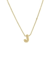 Classic 18k gold plated alphabet necklace with letter J micro-set cubic zirconia - Letter J