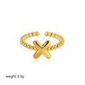 18K gold letter X bubble bead adjustable open ring weighing 3.0g for women - Letter X Style (T249_24)