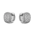Close-up of luxurious huggie hoop earrings featuring sparkling pave-set cubic zirconia - 1 Pair / Platinum Small Round