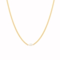 18k gold plated stainless steel necklace with elegant white freshwater pearl pendant - Single Baroque Pearl Thin Chain
