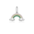 Silver S925 necklace pendant with rainbow and clouds set with multicolor gemstones - White Gold-Rainbow