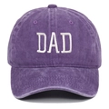 Purple washed cotton baseball cap with white DAD embroidery in a vintage sporty style - Adjustable / Purple DAD