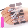 Minimalistisches Marmor- und Graues Nagelsticker-Set mit Goldlinien und Feile - JX22-06 Weiß Grau Marmor