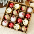 Set di 16 decorazioni natalizie rosse oro e bianche con finiture varie e glitter - Oro rosso