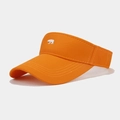 Close-up of vibrant orange sun visor featuring high-quality white bear embroidery detail. - Adjustable / Orange