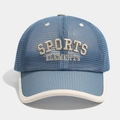 Close-up of blue mesh baseball cap with beige SPORTS ELEMENTS 3D embroidery and piped brim - 54cm 3-8 Years Old / Blue