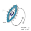 Silver-plated evil eye ring featuring blue oil drip enamel finish and detailed dimensions - Size 7 / Evil Eye Open Style (A227) / Steel