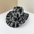 Cappello da cowboy in feltro con stampa mucca, macchie nere su base grigia per donna - Regolabile M (56-58cm) / Grigio