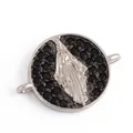 Religious connector with black zircon pavé and Virgin Mary cameo in silver finish - M588982-White Gold