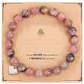 Bracelet en pierres roses et noires avec breloque cœur sur carte cadeau 40 ans - Bracelet en Pierre Rhodonite + Carte Joyeux 40ème