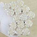 Elegant white camellia hair clips set with pearlescent resin finish on metal duckbill base - 3-Pearl Camellia / 5 Pieces (OPP Bag)