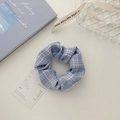 Hemelblauwe oversized stoffen scrunchie met klassiek ruitjespatroon voor knot kapsels - 40# Hemelsblauw