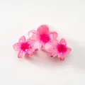 Pink gradient floral hair claw clip featuring three layered resin frangipani blossoms - Pink Triple Plumeria [11cm]