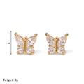 Gouden vlinder oorknopjes met schitterende zirkonia, 7.8mm 2g sieraden variant - Stijl D Goud