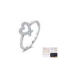 S925 sterling silver heart ring featuring sparkling moissanite stones and GRA certificate - US Size 5 Ring (49mm)