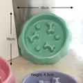 Green slow feeder dog bowl with bone-shaped obstacles for small pets, size 18x4.5 cm - Wheat Straw / Green