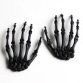 Pair of realistic matte black plastic skeleton hands for Halloween decor - Black