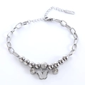 Pulsera de acero inoxidable plateado pulido con colgante de mariposa y cuentas - Color Acero