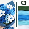 DIY floral craft kit featuring blue and white chenille stems with florist tools - Blue Flower Material Pack