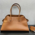 Tan vintage leather tote bag with top handles and adjustable shoulder strap for women - New (42x23x22cm) / Brown Horizontal