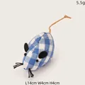 Blue plaid fabric plush mouse cat toy with 14cm length and lightweight 5.5g design - Blue and White Plaid Catnip Mouse