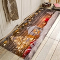 Christmas flannel floor mat with vintage lantern and gingerbread man design for cozy home - 40x60cm / Wood (Vintage Christmas Scene)