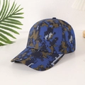 Blue and green digital camouflage baseball cap with curved brim and six-panel design - One Size / Solid Back Style / Royal Blue Digital Camo