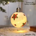 Light-up Christmas bulb ornament with red stars and frosting effect, 10cm height - Red Pentagram