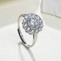 Luxe verstelbare zilveren ring met 2 karaat kristallen halo en rond ontwerp - Witte Zirkoon - Zilver