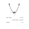 Orecchino a catena in acciaio nero 316L con zircone viola e ciondolo ragno stile gothic - Pezzo Singolo (Ago 0.8x6mm) / Gun Black Ragno Catena