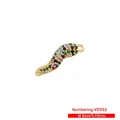 Detail view of colorful S-shaped chili pendant with vibrant cubic zirconia and gold plating - Gold Colorful CZ VD552