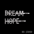 Set de clips para el pelo plateados con brillantes DREAM y HOPE sobre fondo negro - Plata-DREAM/HOPE (Set de 2)