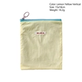 Lemon yellow 15x18cm nylon cosmetic pouch with blue zipper and purple ring pull - 15x18cm / Lemon Yellow Vertical
