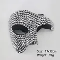 Sparkling silver rhinestone masquerade mask with black base for party 17x12cm - Rhinestone Prince - White Zirconia Black