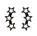 Modern black stainless steel star ear crawler earrings with a minimalist four-star design - 320 Hollow Triple Stars / Black