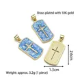 Pendente quadrato placcato oro 18K con opale blu e dettaglio croce in zircone - Stile A-Opale Blu