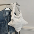 Sac à bandoulière blanc en peluche en forme d'étoile avec sangle réglable à nœuds doux - Blanc