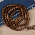 Chapelet en bois de Wengé africain avec grain unique et nœud chinois traditionnel - 08mm*108 Perles en Forme de Tonneau