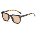 Retro square black frame sunglasses with tortoiseshell temples and orange lenses - Black Frame Tortoise Temple