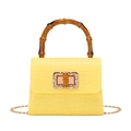 Bright yellow crocodile pattern mini bag with vintage bamboo handle and gold chain - Yellow