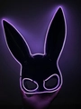 Maschera da coniglio nero luminosa con LED neon viola per Halloween e feste in costume - Coniglio Luminoso Morbido-Viola