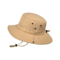 Outdoor foldable sun hat in khaki with wide brim and adjustable chin strap - Khaki
