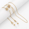 Elegant gold glasses chain with white pearls and sparkling rhinestone spheres - Gold Rhinestone Ball