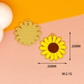 Detail view of sunflower enamel pendant showing 26mm size and 2.1g weight specs - Sunflower