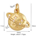 Golden Saturn charm pendant with white zircons 15x16mm jewelry accessory - Saturn Shape-Gold